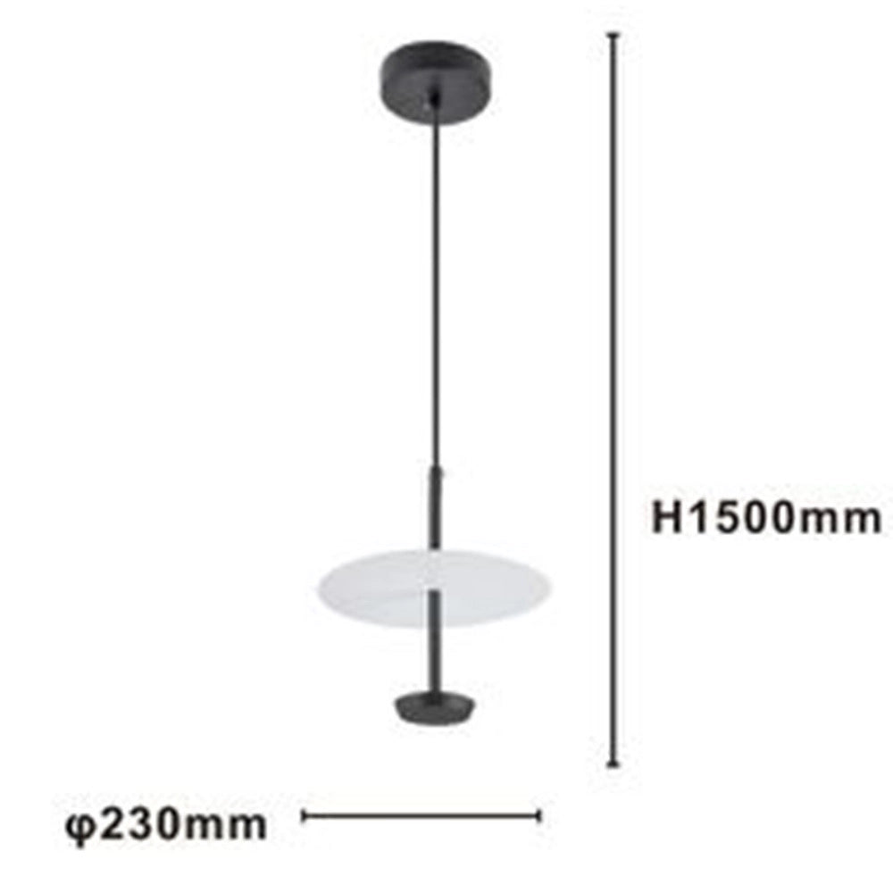 Trade Shop - Lampadario A Sospensione Luce 6500k Led 12w Disco Paralume Piatto Bianco Nero Tondo 33122 -