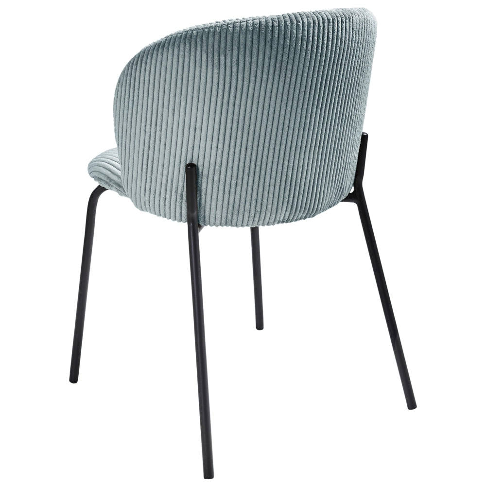 Set di 2 sedie da pranzo Rivestimento in velluto a coste blu chiaro con schienale arrotondato Retro