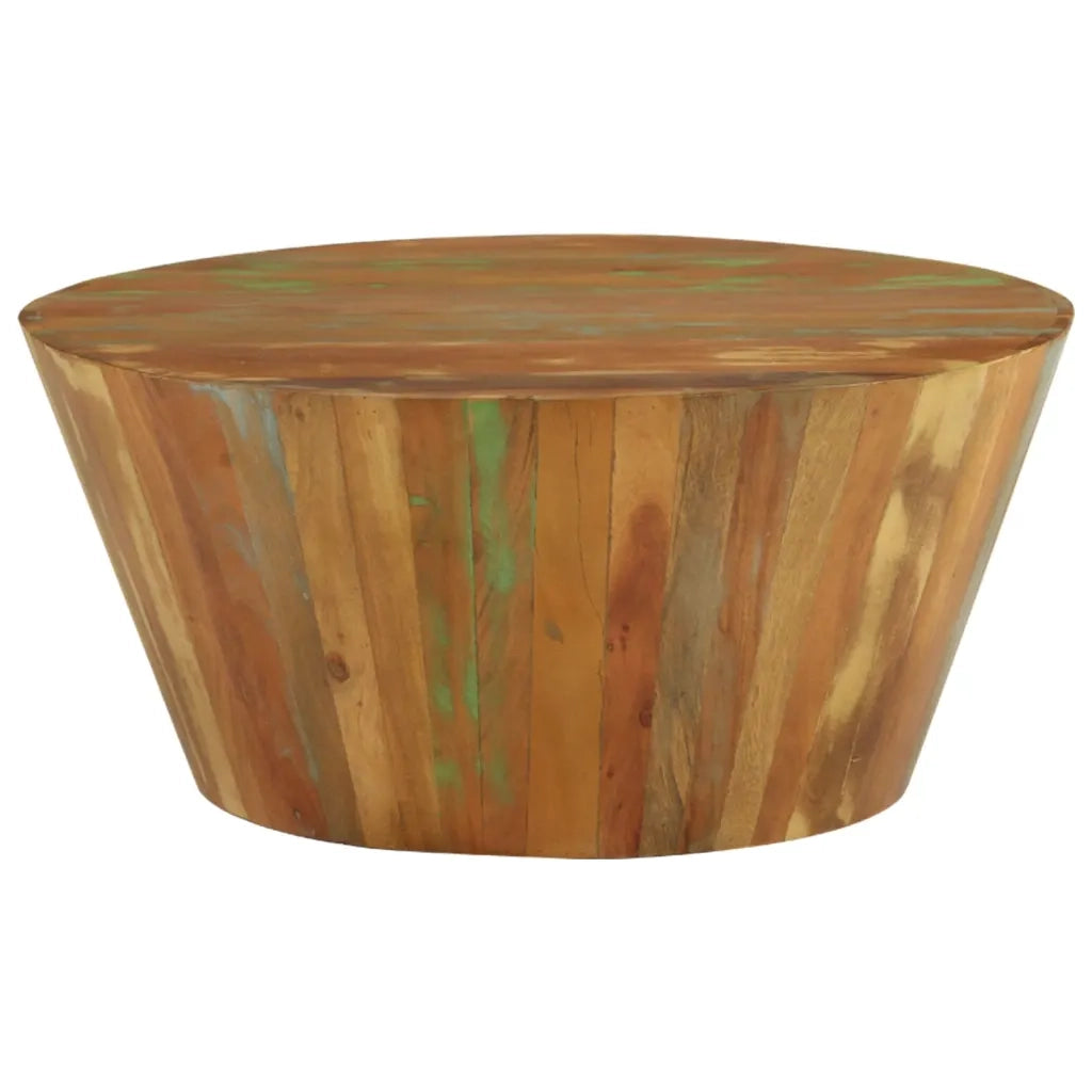 Tavolino da Salotto Ø65x31 cm in Legno Massello di Recupero 328301