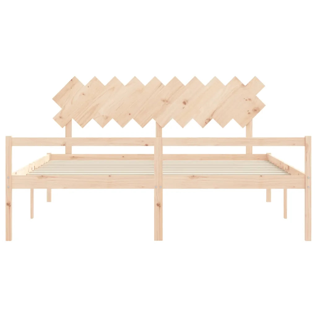 Letto per Anziani con Testiera-Struttura Letto per Anziani 200x200 cm in Legno Massello 464176