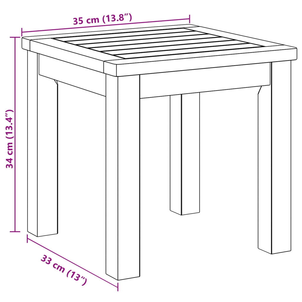 Tavolo Laterale da Giardino 35x35x34 cm Legno Massello di Acacia
