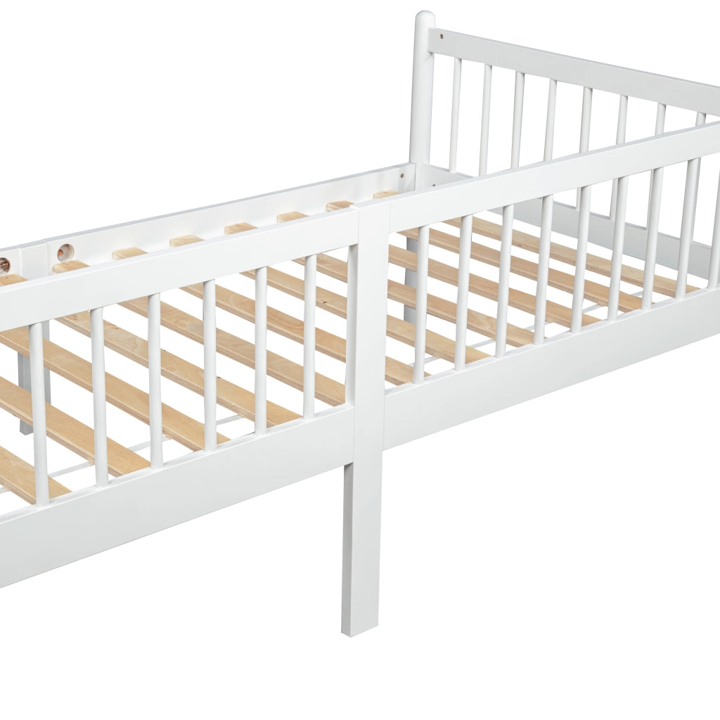 LETTO DA GIORNO 90x200 cm In legno di pino bianco con sponde laterali