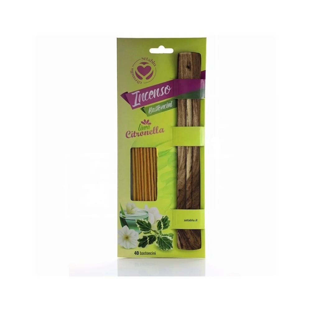 Trade Shop - Set 40 Pz Bastoncini Di Incenso Repellenti Per Zanzare Alla Citronella Con Base 400489 -