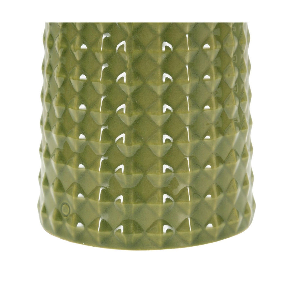 Lampada da tavolo Gliss in ceramica verde oliva e tessuto