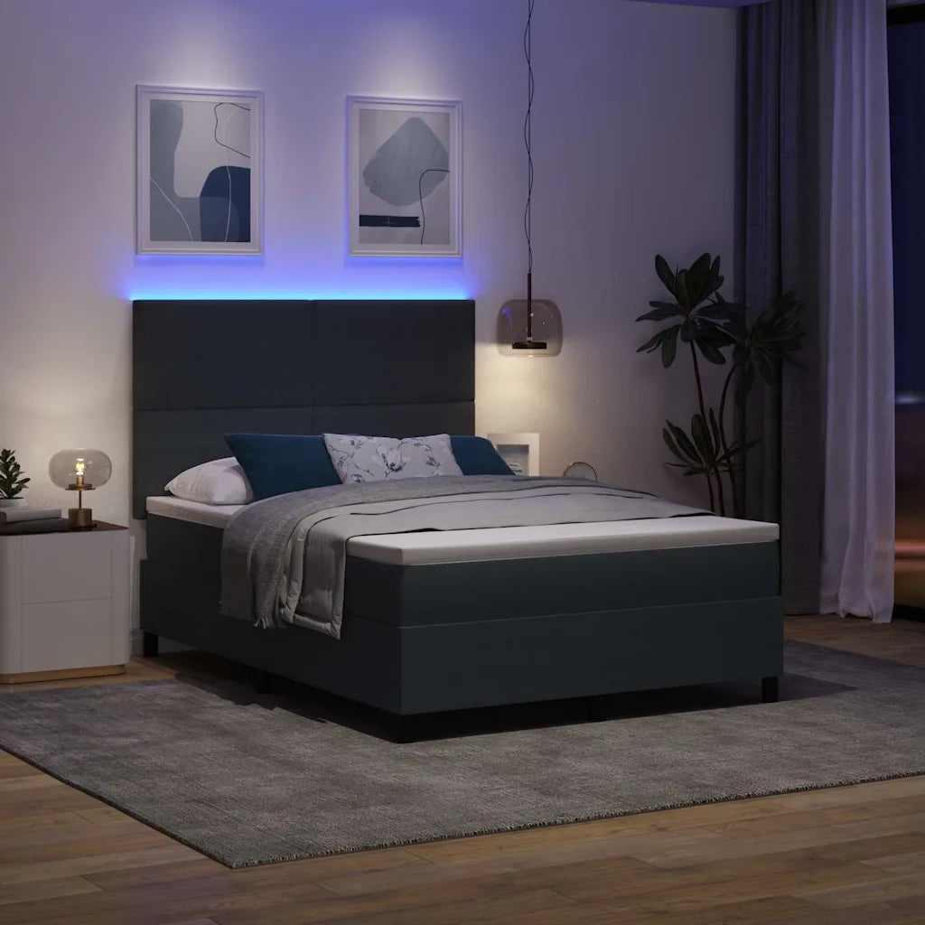 Letto a Sorgente LED Grigio Scuro e Bianco 140 x 200 cm 3337648