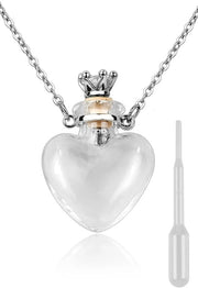 Fles per profumo a forma di cuore - Urna di ricordo con catena - Collana di ricordo in vetro - Flacone di profumo liquido - Flacone di profumo riutilizzabile - Prodotto leggero e progettato per essere portato - Collana di ricordo con catena