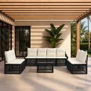 Set Divano da Giardino 9 pz Nero polyrattan 3435982