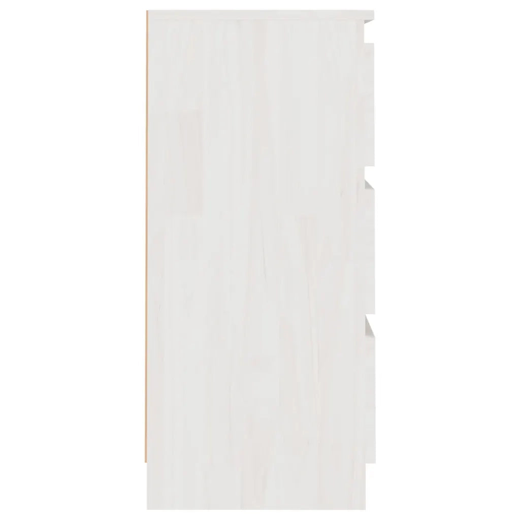 Comodino Bianco 40x29,5x64 cm in Legno Massello di Pino 808085