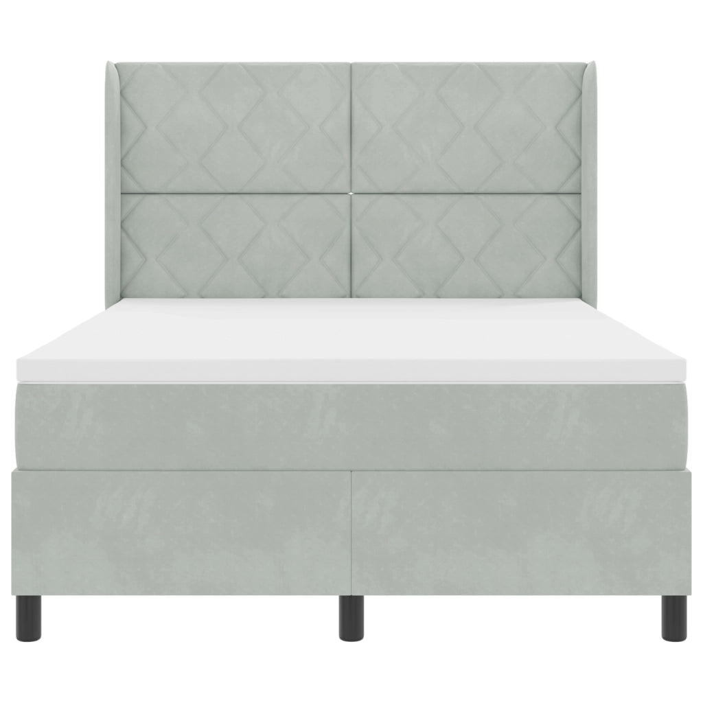 Letto a molle vitaXL con materasso Grigio chiaro 140x190 cm Velluto