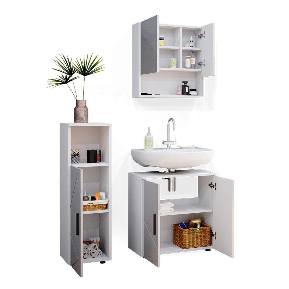Vicco Set mobili bagno Bianco lucido 3 parti