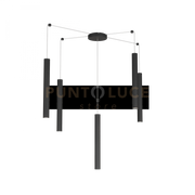 ROUND TUBE SOSPENSIONE 5 LUCI NERO CAVO CM.250 CON BASE 1174-S5-NE