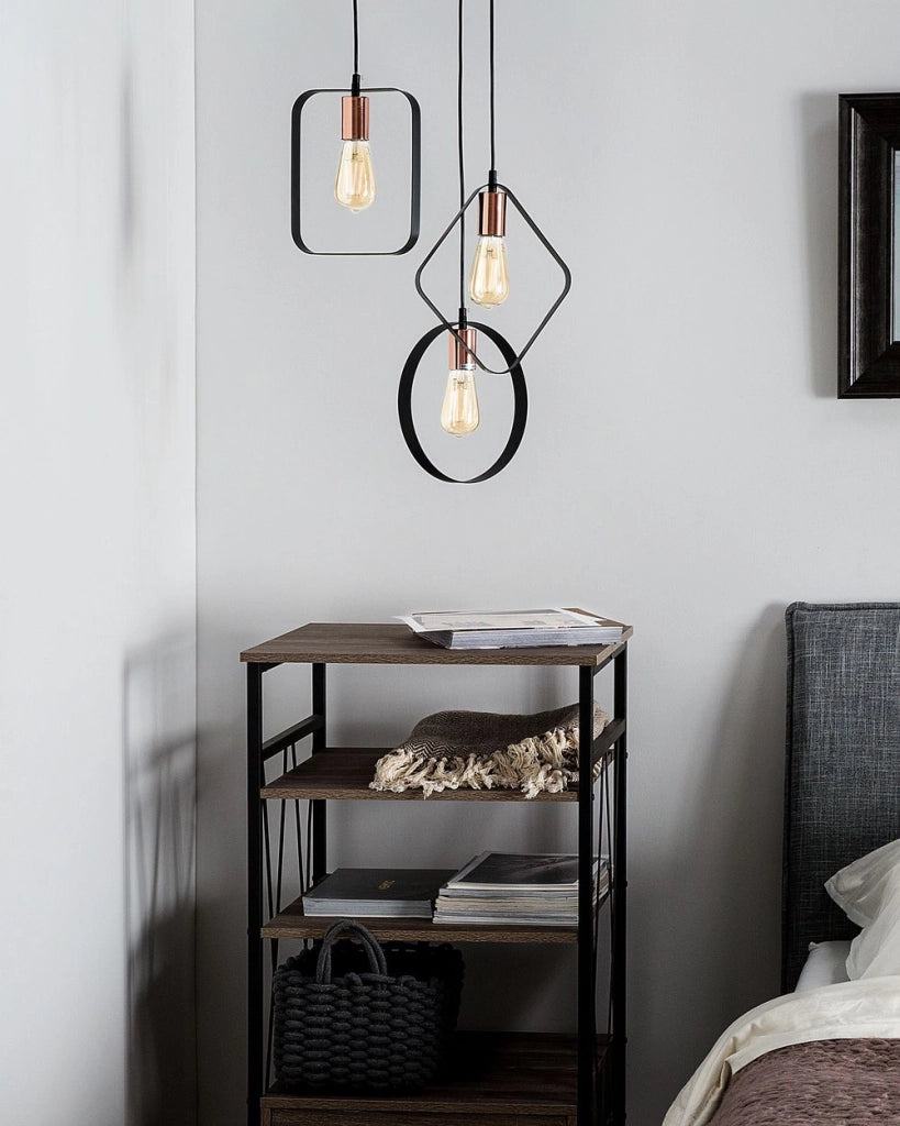 Lampadario moderno a 3 punti luce Nero rame minimalista geometrico
