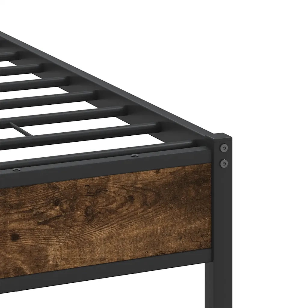 Letto matrimoniale | Letto per adulti | Giroletto senza Materasso Rovere Fumo 120x190 cm in Truciolato