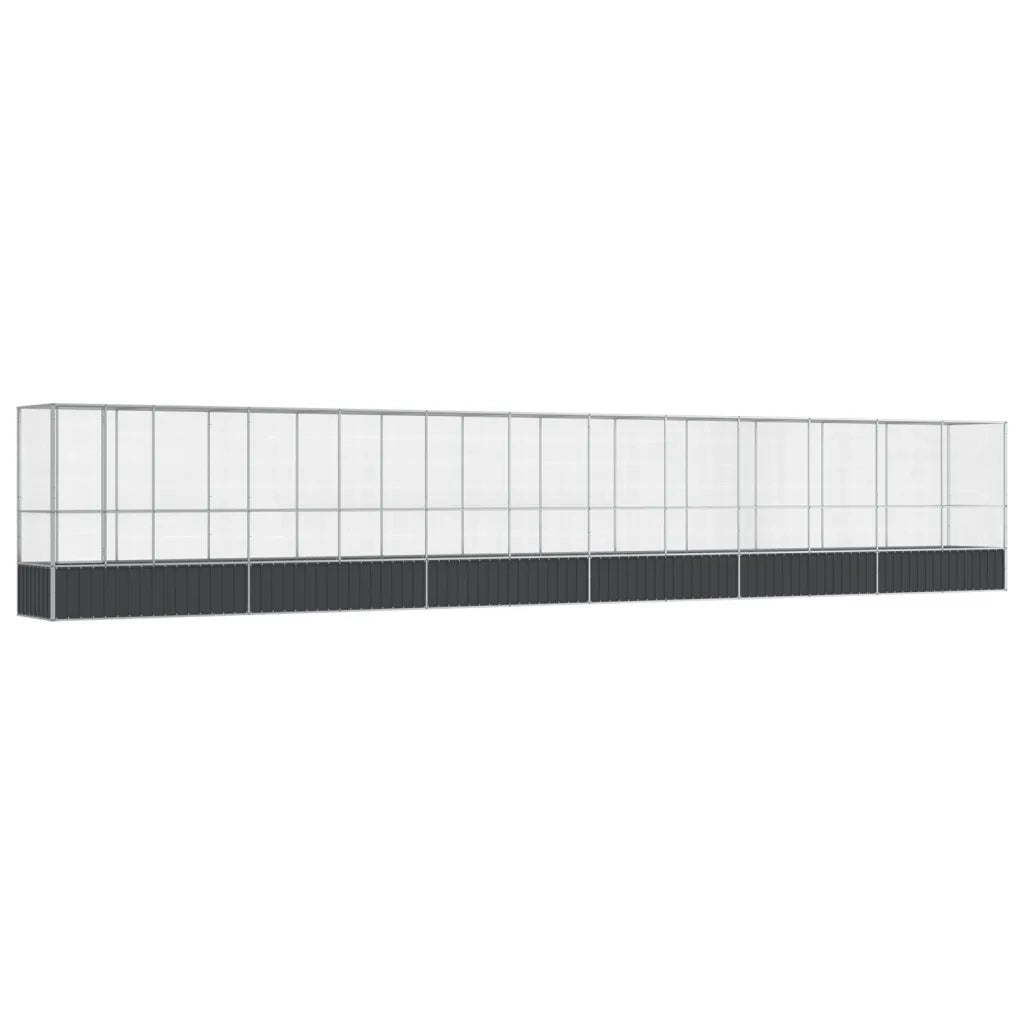 Voliera con Estensione Argento 1250,5x107x212 cm in Acciaio 3214271
