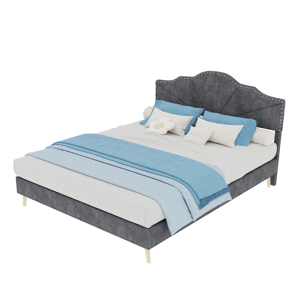 Letto Contenitore Imbottito ¨C MINIMAL ¨C Grigio 140x200 con Materasso
