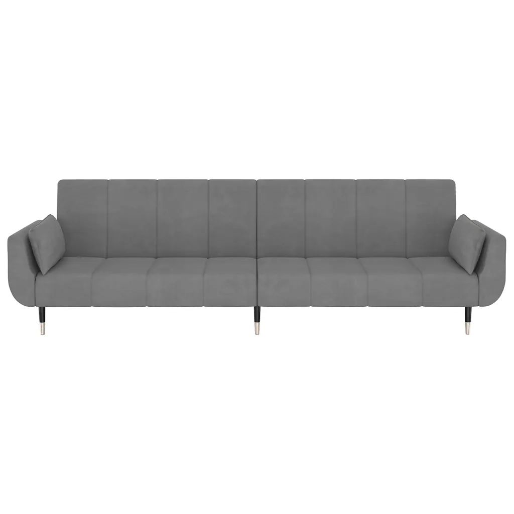 Divano Letto a 2 Posti con 2 Cuscini Grigio Chiaro in Velluto 337582