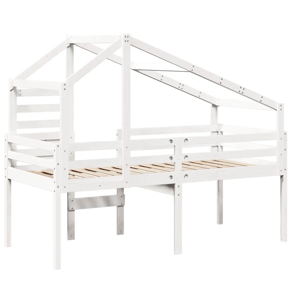 vidaXL Letto a Soppalco con Tetto Bianco 90x190 cm in Legno di Pino