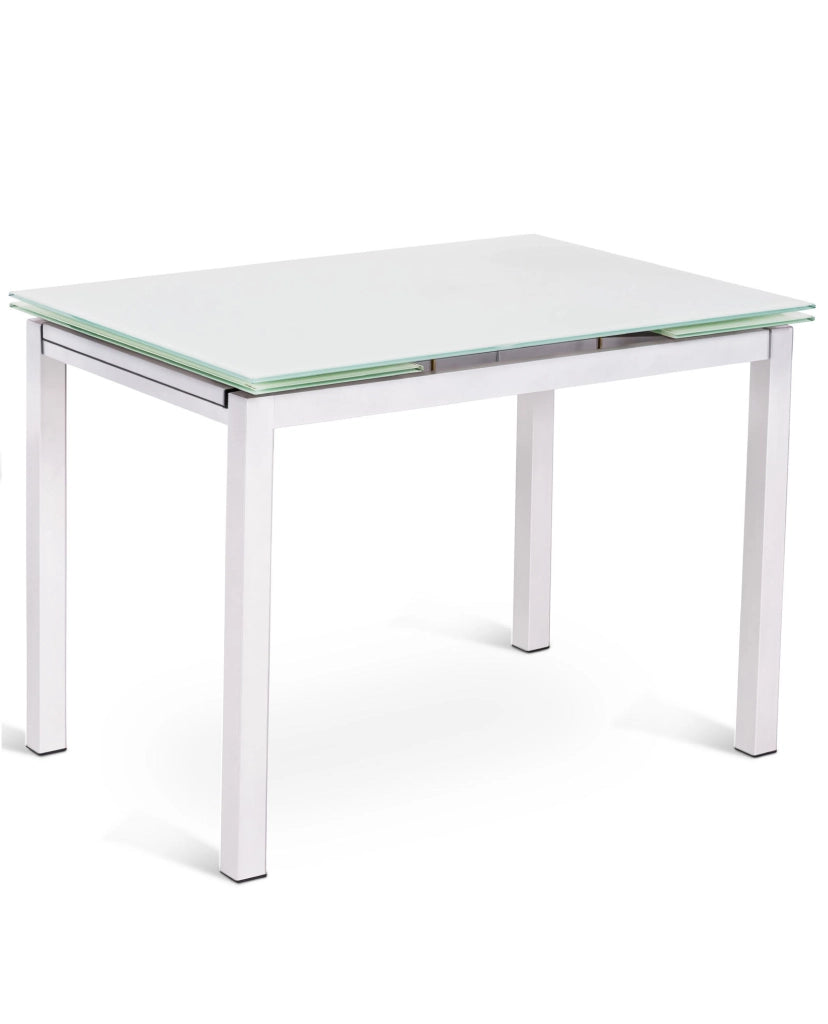 Baud - Tavolo Allungabile (110/170 x 75 cm) in Vetro Temperato Bianco