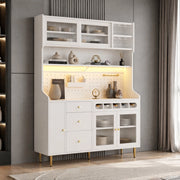 ARMADIO ALTO 145x39x171 cm Bianco in vetro e MDF con LED