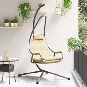 Sedia Appesa con Supporto e Cuscino Beige Acciaio