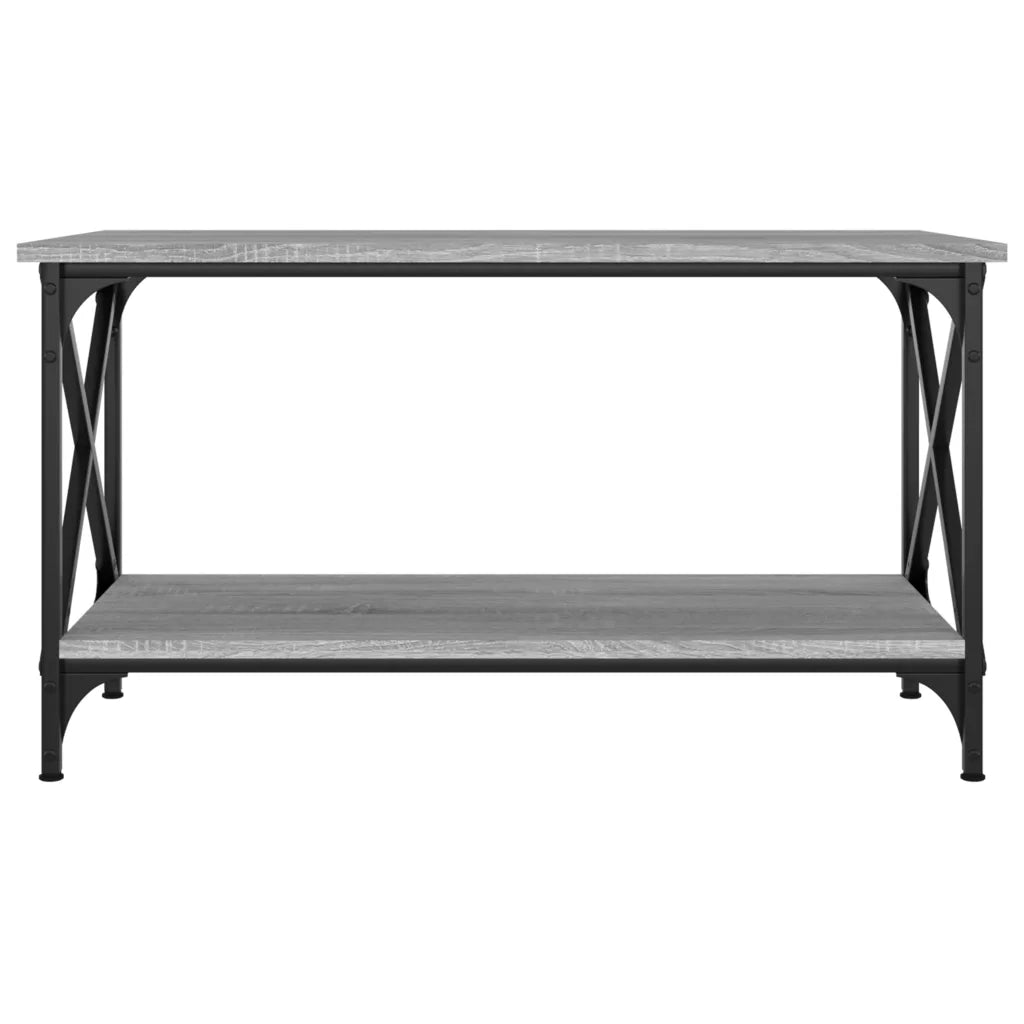 Tavolino Grigio Sonoma 80x45x45cm in Legno Multistrato e Ferro cod mxl 29779