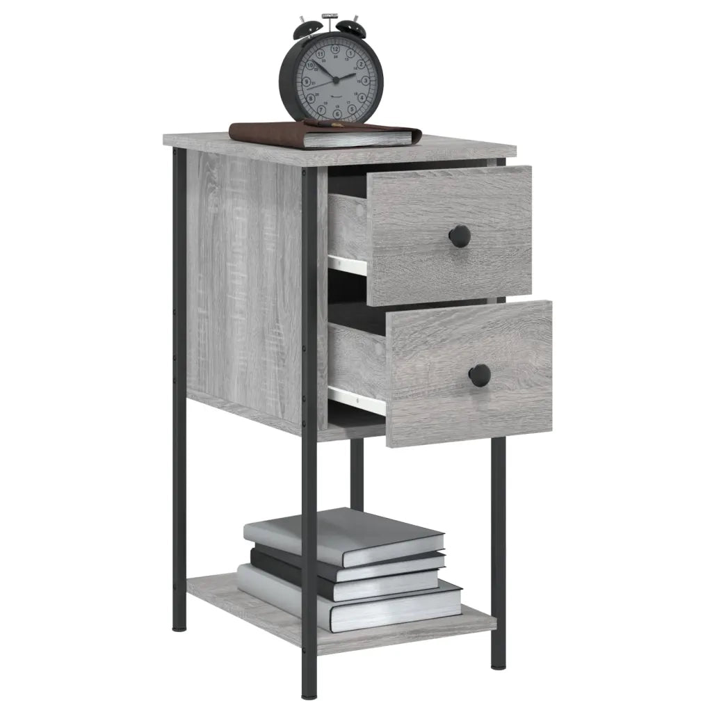Set di 2 Comodini | Armadio da Notte | Mobiletto da notte Grigio Sonoma 32x42x70 cm in Legno Multistrato