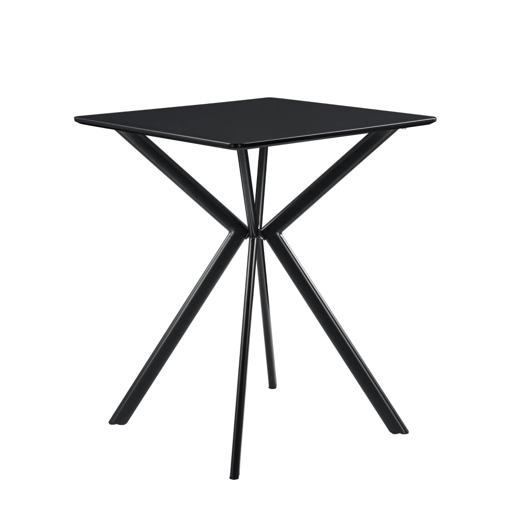 Tavolo da Pranzo con Piano Quadrato 60 x 60 cm Gambe di Design in Metallo - Nero [en.casa]