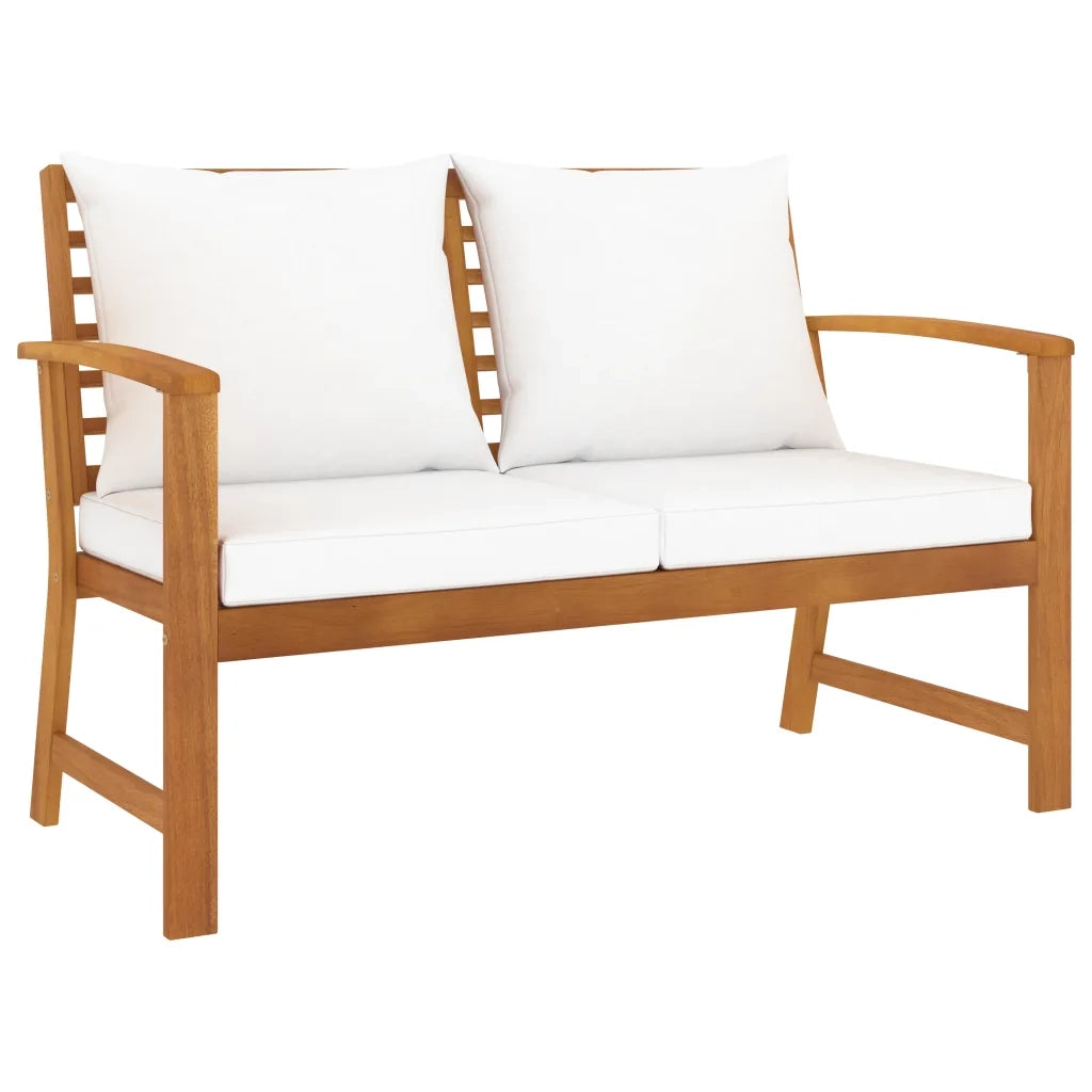 Panca da Giardino 120 cm con Cuscino Crema in Legno di Acacia cod mxl 50892