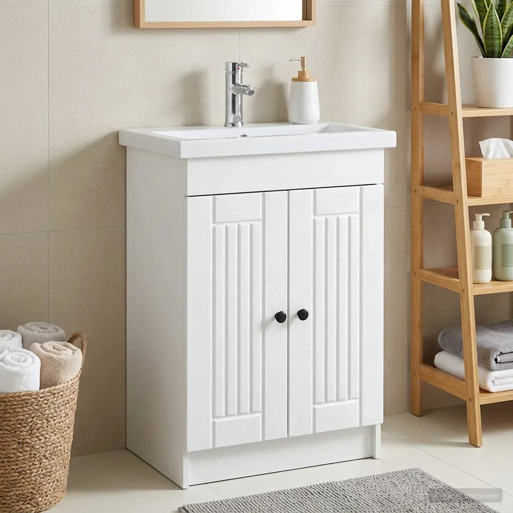 Mobiletto da bagno sotto il lavello Bianco 56 x 37,5 x 81 cm
