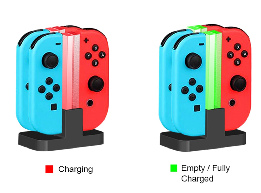 DOBE TNS-875 Base di Ricarica 4 in 1 per Joy-Con Nintendo Switch Stazione di Ricarica Controller con Indicatori LED e Cavo USB-C Nero