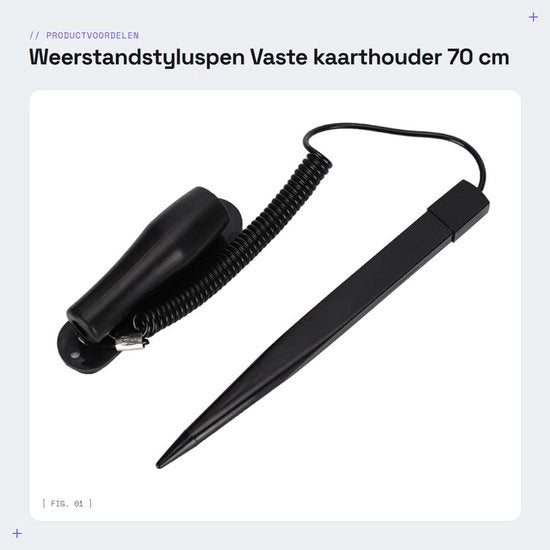 Penna stilografica con cartellino fisso - 70 cm filo conduttore - penna touchscreen - plastica - antiscivolo - confortevole da utilizzare