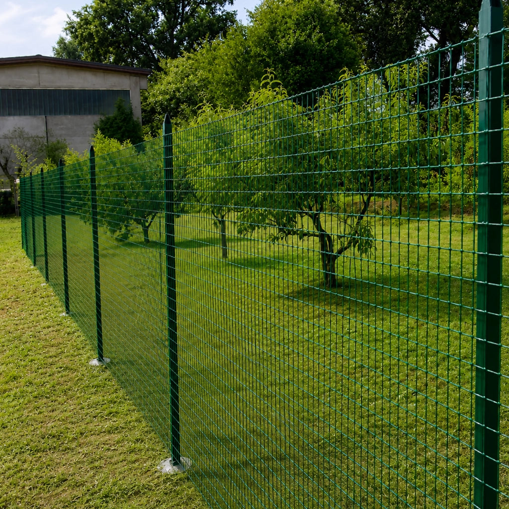 Pali per Recinzione in Acciaio Verde con Rivestimento PVC – Paletti a T con Punta Appuntita e Fori per Fissaggio Rete Metallica da Giardino, Orto e Recinti Esterni Resistenti alla Ruggine 5 Pezzi-200cm