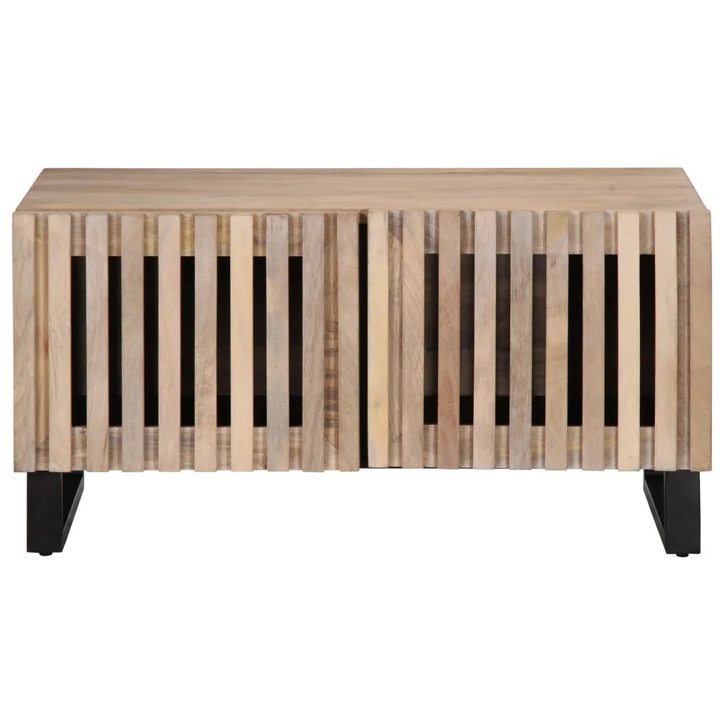 Tavolino da Salotto-Tavolino da soggiorno-Tavolo Bianco 80x51x40 cm Legno Massello di Mango 186239