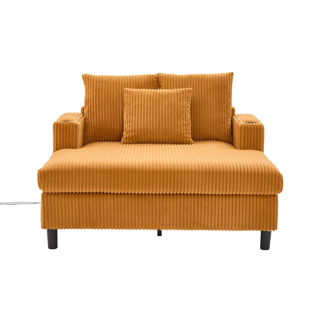 Chaise Longue Reclinabile con LED, USB e Portabicchieri ¨C MINIMAL ¨C Similpelle