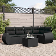 Set Divano da Giardino 6 pz con Cuscini Nero in Polyrattan 3253672