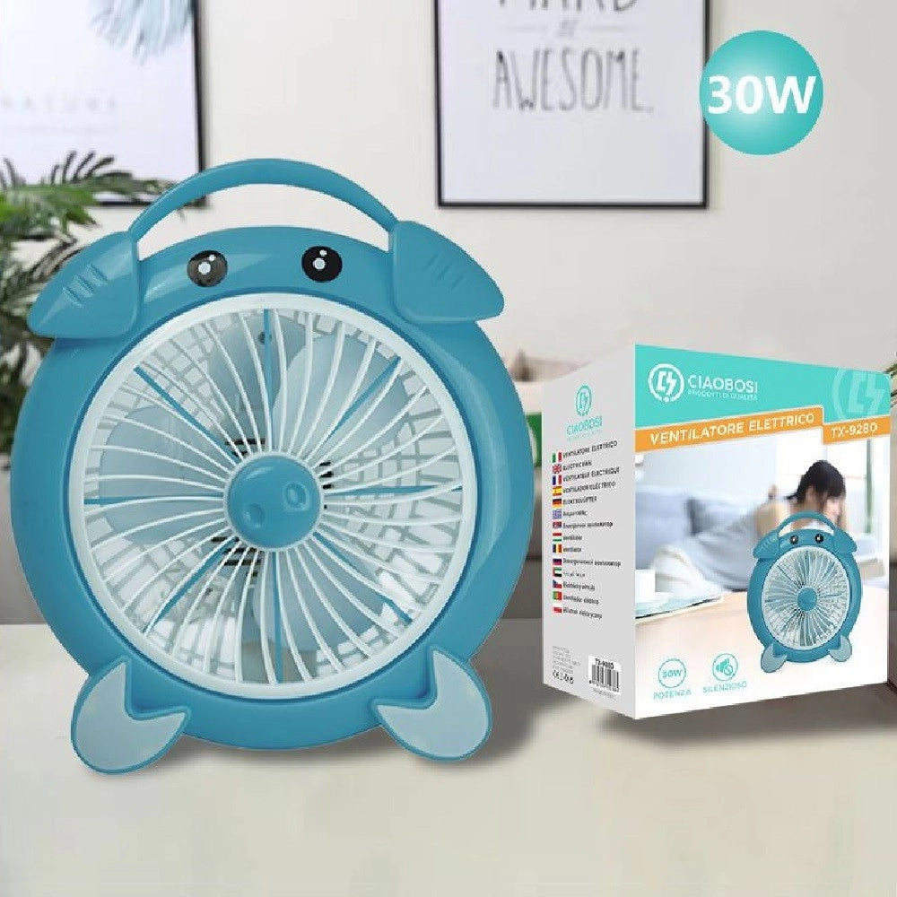 Trade Shop - Ventilatore Elettrico 30 Watt 3 Ventole Silenzioso Da Tavolo Colorato Tx-9280 -