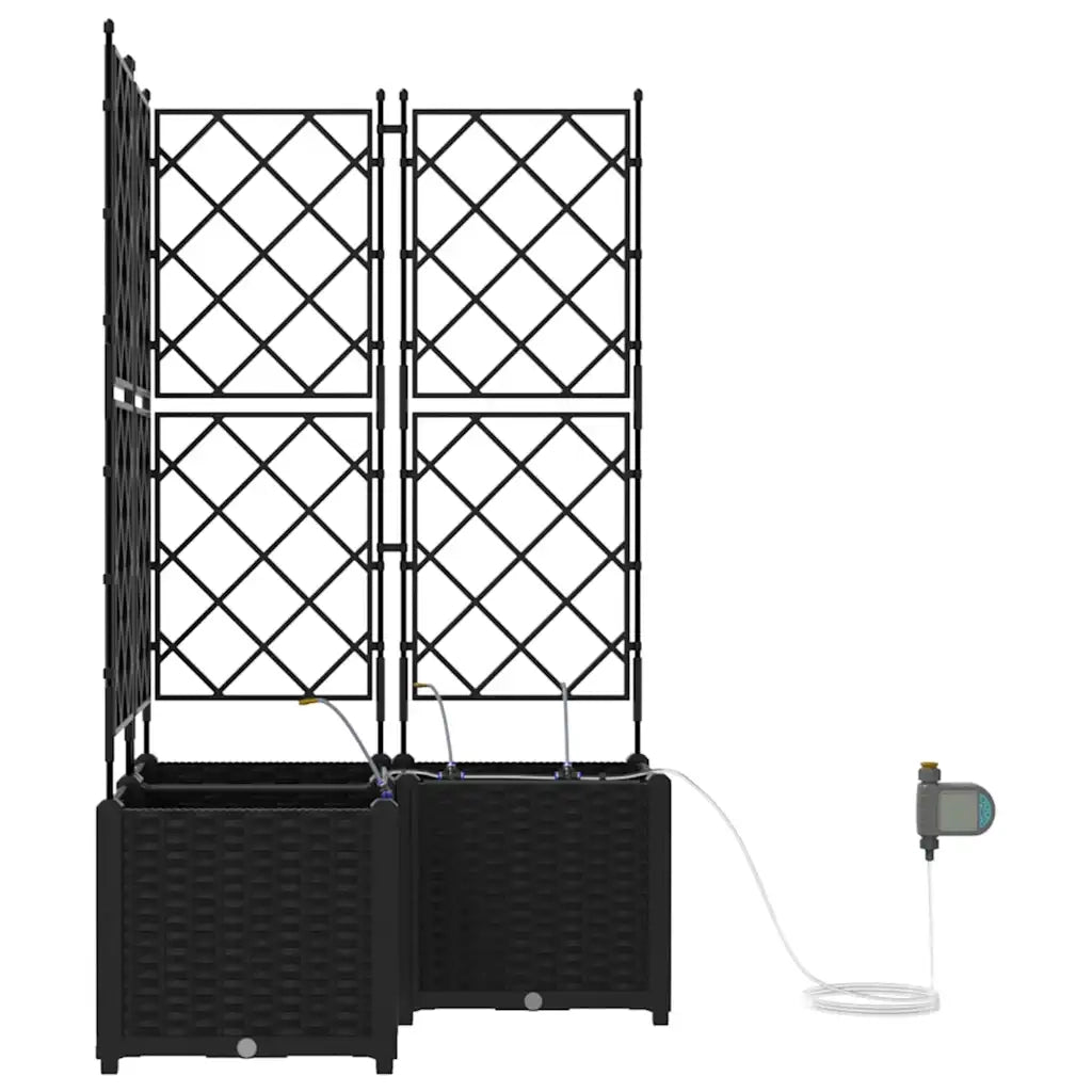 Fioriere | Cassetta per fiori | Vaso da giardino 3 pz Nero 80 x 80 x 142 cm Plastica