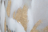 Dipinto su Tela Bianco/Oro Flower 80x3,7x100 cm in Legno di Pino e Canvas Multicolor