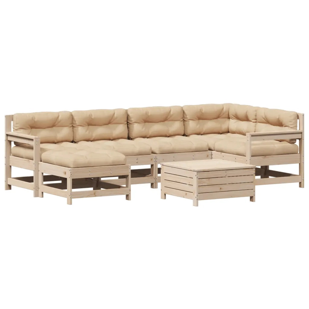 Set Salotto Giardino 7 pz Cuscini Antracite Legno Massello Pino 3250936