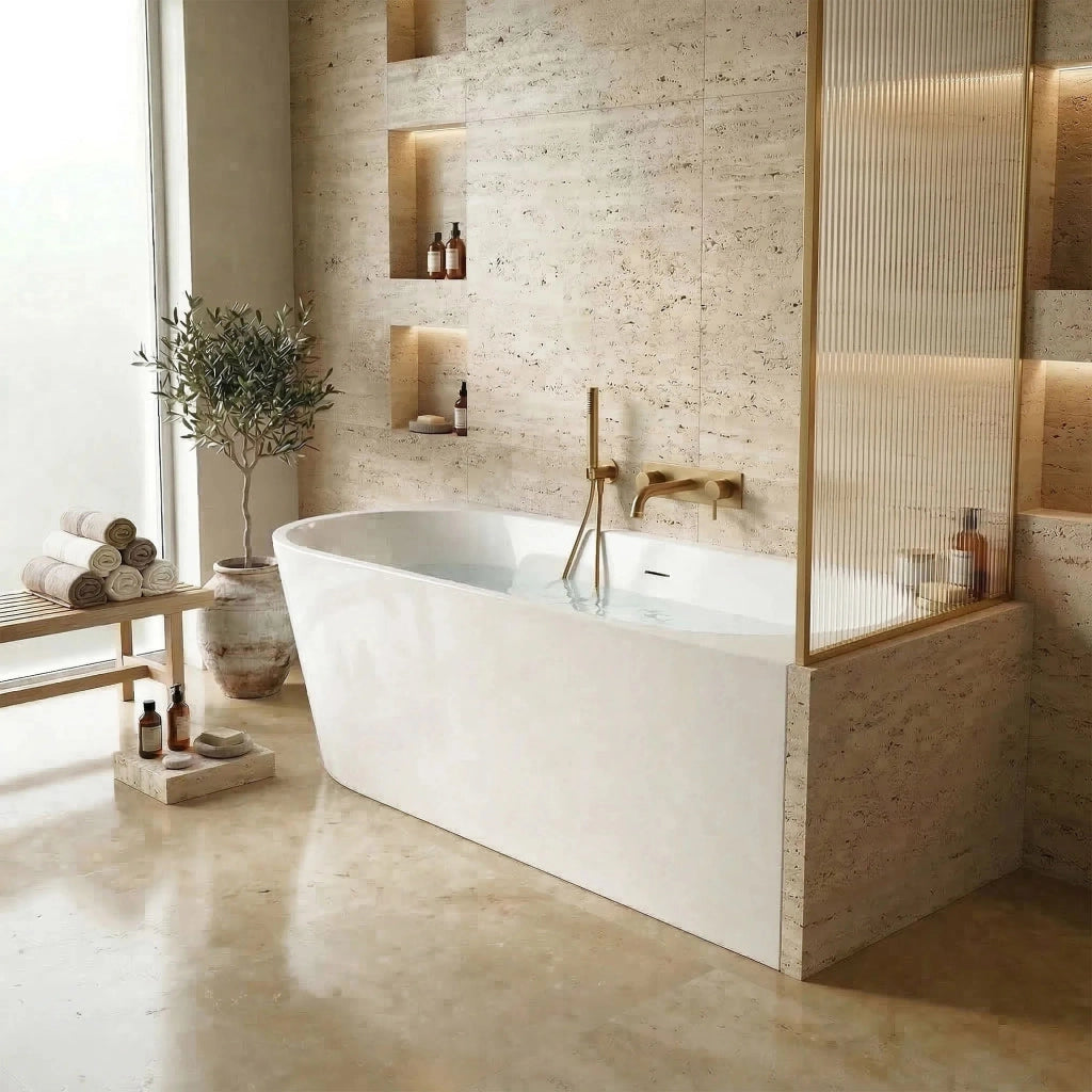 Vasca Bagno Sydney Bellanto Destra 160cm Copritappo oro spazzolato