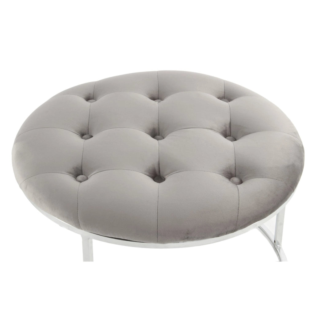 Set di 2 pouf Myla in velluto grigio e argento