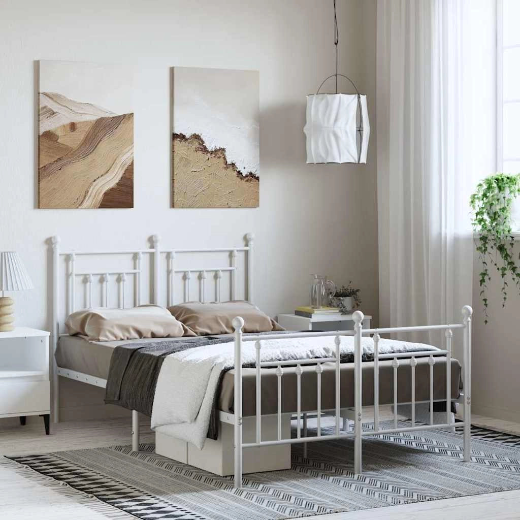 Giroletto con Testiera e Pediera Metallo Bianco 135x190 cmcod mxl 105788