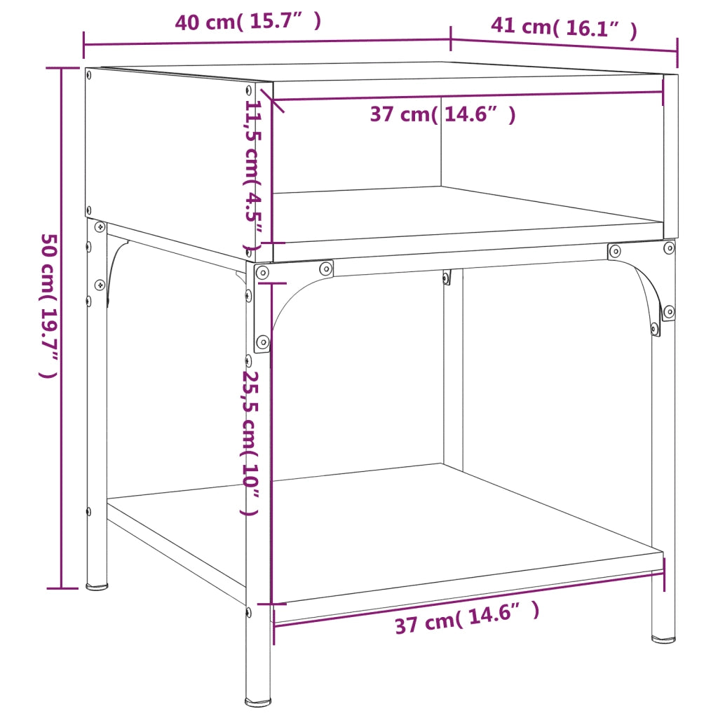 Set di 2 Comodini | Armadio da Notte | Mobiletto da notte Neri 40x41x50 cm in Legno Multistrato