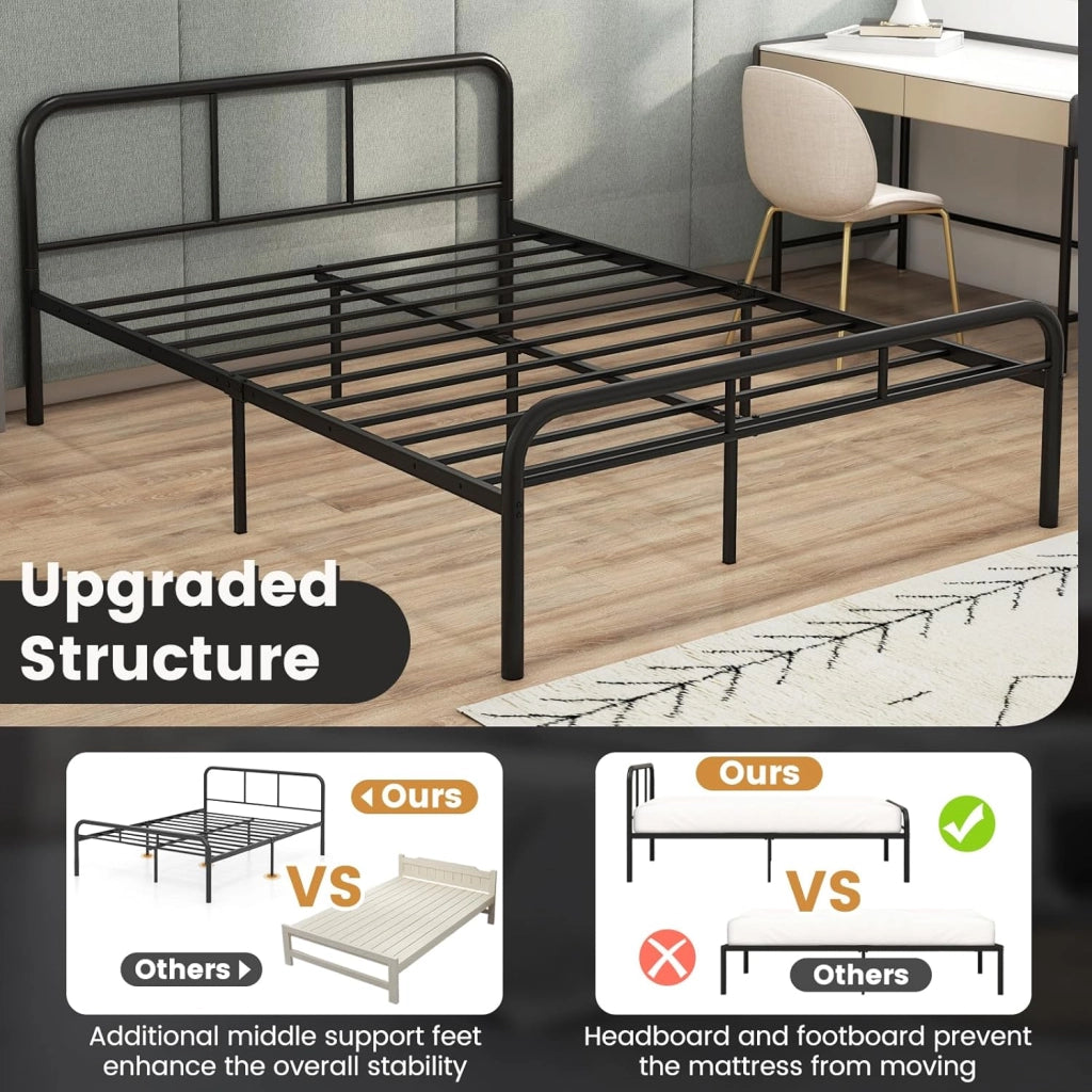 Telaio letto per materasso 90 x 200 cm, letto in metallo con rete a doghe, letto singolo in metallo con testiera e poggiapiedi, letto per ragazzi (per materasso 140 x 190 cm)