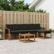 Set di divani da esterno 6 pz Naturale e Nero 3381904