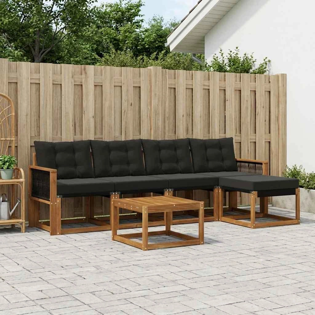 Set di divani da esterno 6 pz Naturale e Nero 3381904