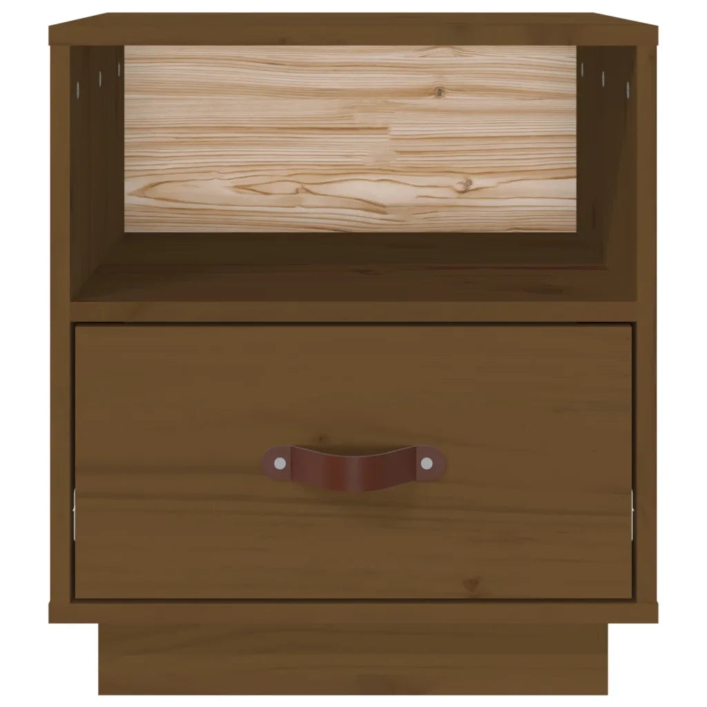 Comodino-Tavolino da notte Marrone Ambrato 40x34x45 cm in Legno Massello di Pino 869381