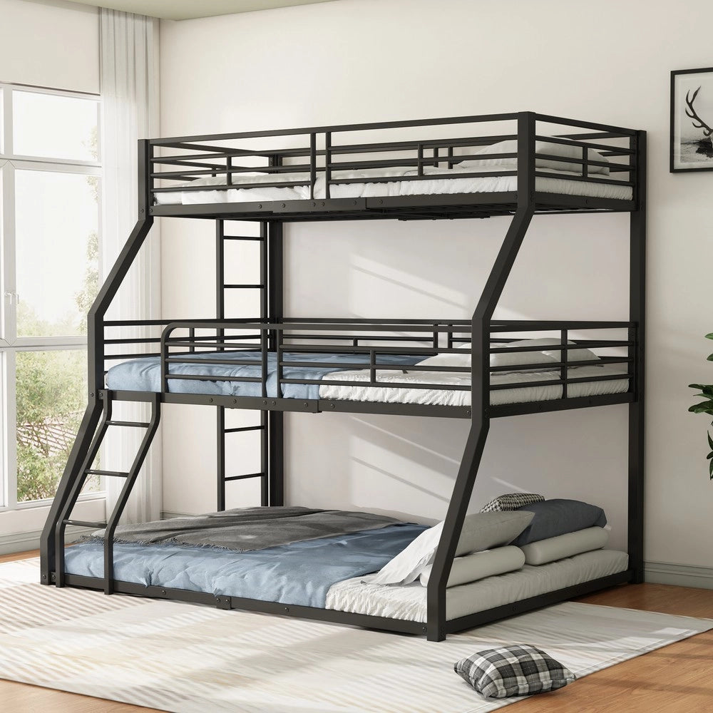 Letto a Castello Triplo in Metallo ¨C MINIMAL ¨C Nero 90x200 / 120x200 / 140x200