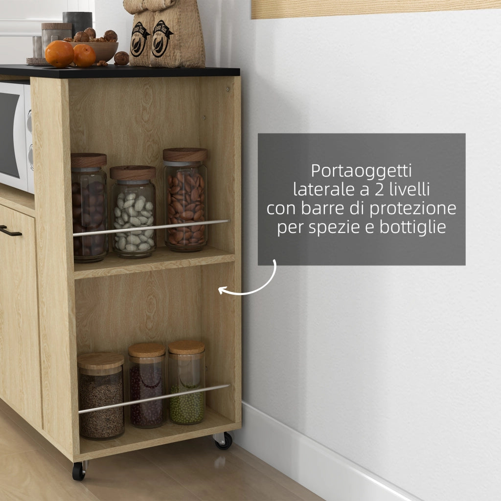 Armadietto Cucina con Ripiano Aperto e Scaffale Laterale ¨C zephmum ¨C Bianco 75x40x80.5 cm