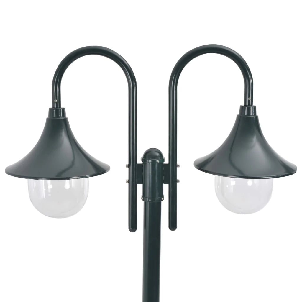 Lampada da terra da giardino E27 220 cm alluminio 2 lanterne verde scuro 02_0042542